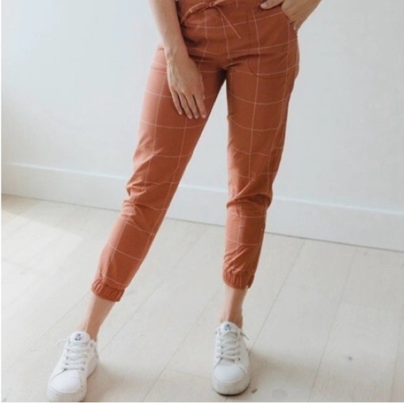 Albion Pants - Albion Jetsetter Windowpane Terracotta Pants